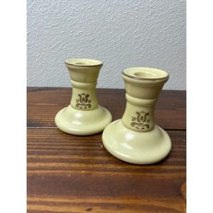 Vintage Pfaltzgraff Village Pattern Candlesticks Candle Holders lot of 2
